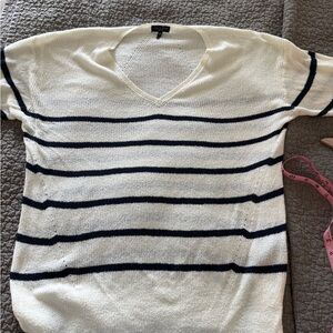 Rag & Bone- Striped V-Neck Sweater - Cream and Black